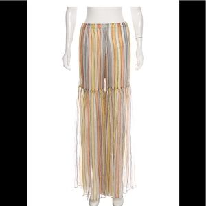 Caroline constas silk sheer flare pants NWT